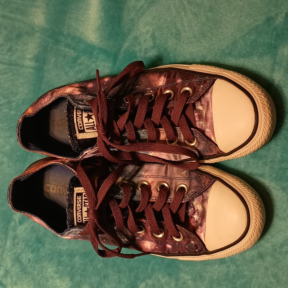 Purple Galaxy Converse.  Mens size 6, women's size 8.